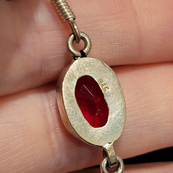 Garnet & 925 Silver Earrings - Picture 3 of 4